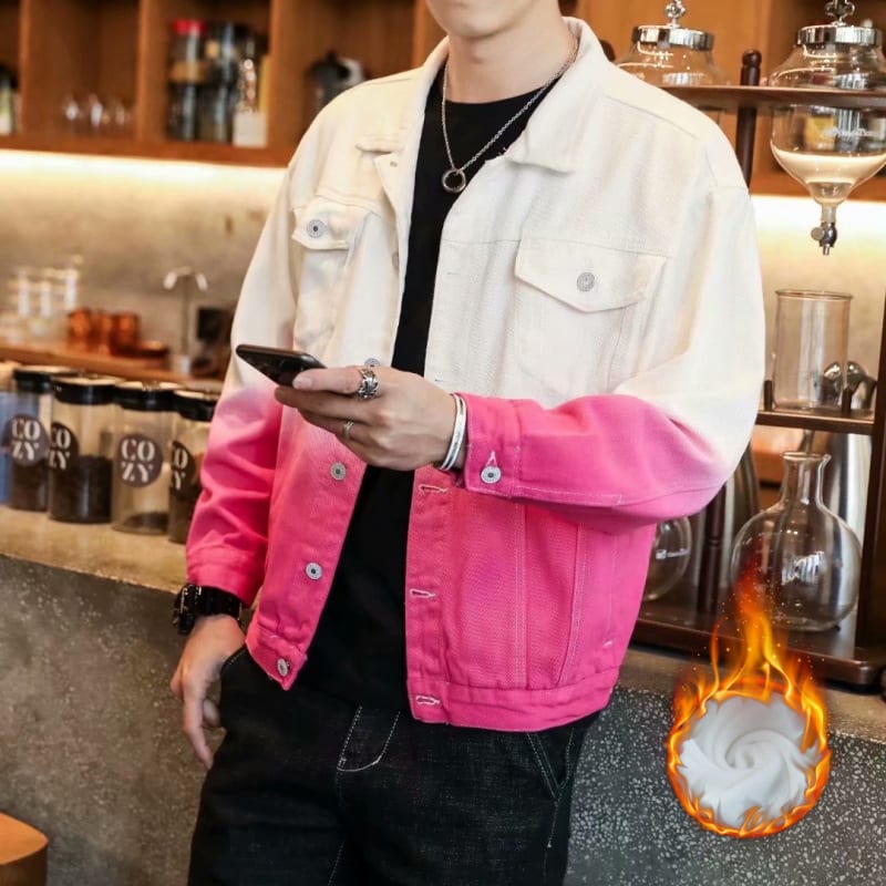 Fleece-lined Thickening Denim Jacket Men's Autumn And Winter view 4