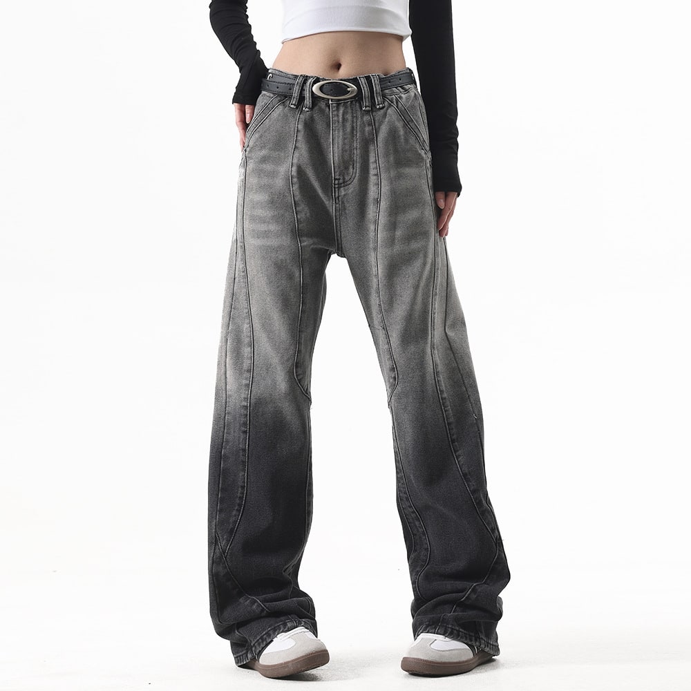 Fashion Tie-dye Gradient Denim Trousers Men view 14