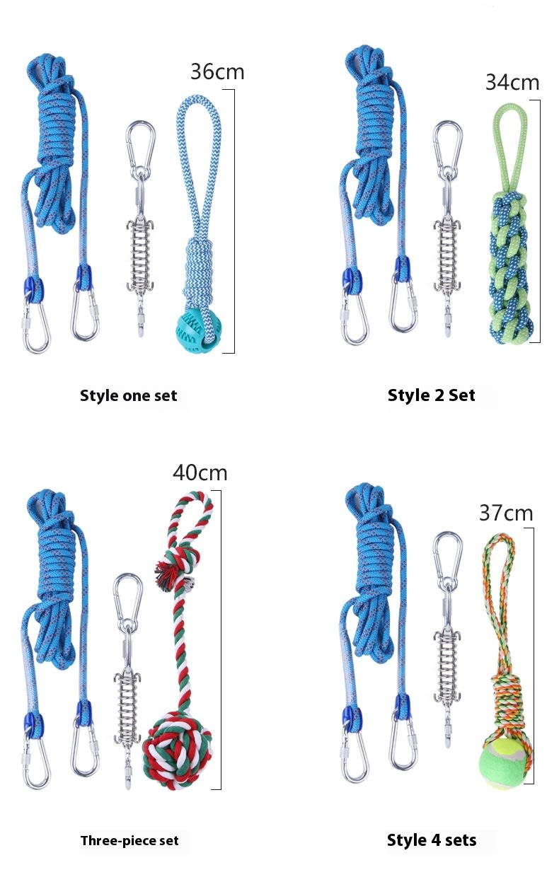 Outdoor Funny Dog Toy Stainless Steel Spring Suspension Cotton String Households Outdoor Toy Training view 1