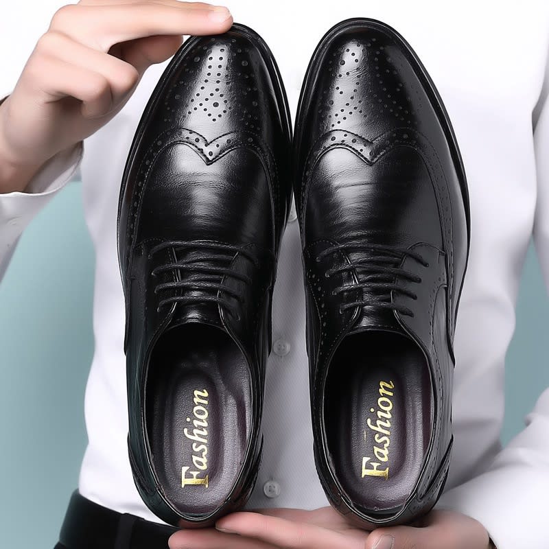 Block Carved Casual Leather Shoes For Men view 23