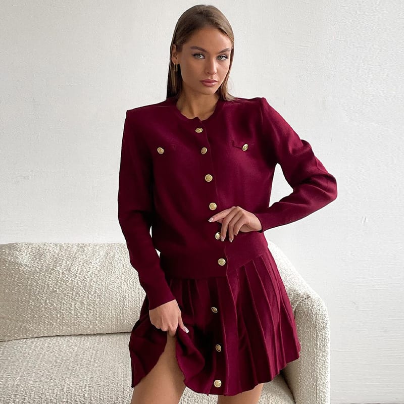 High Waist Crimp A- Line Skirt Suit Elegant Skirt Outfit view 5