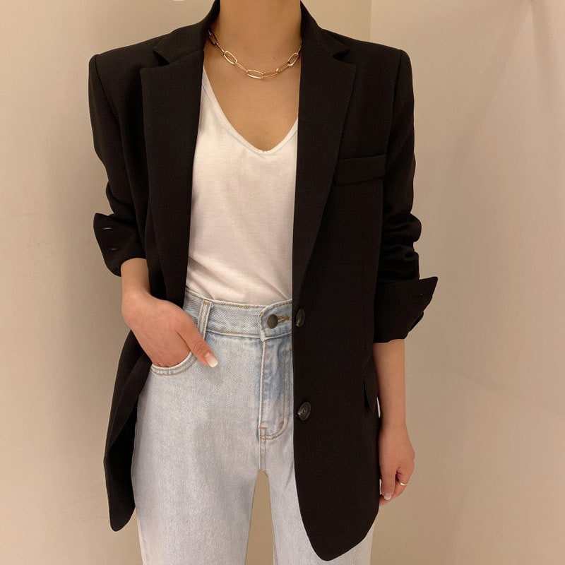 Mid-length Suit Coat Female Casual Suit Top view 7
