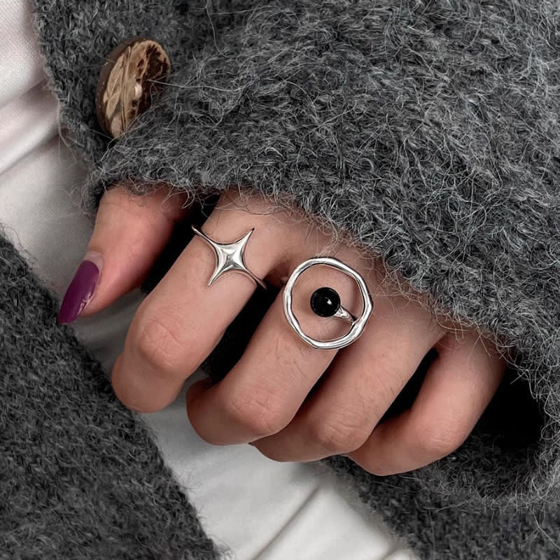 Female All-match Cold Niche Star Black Agate Ring view 6