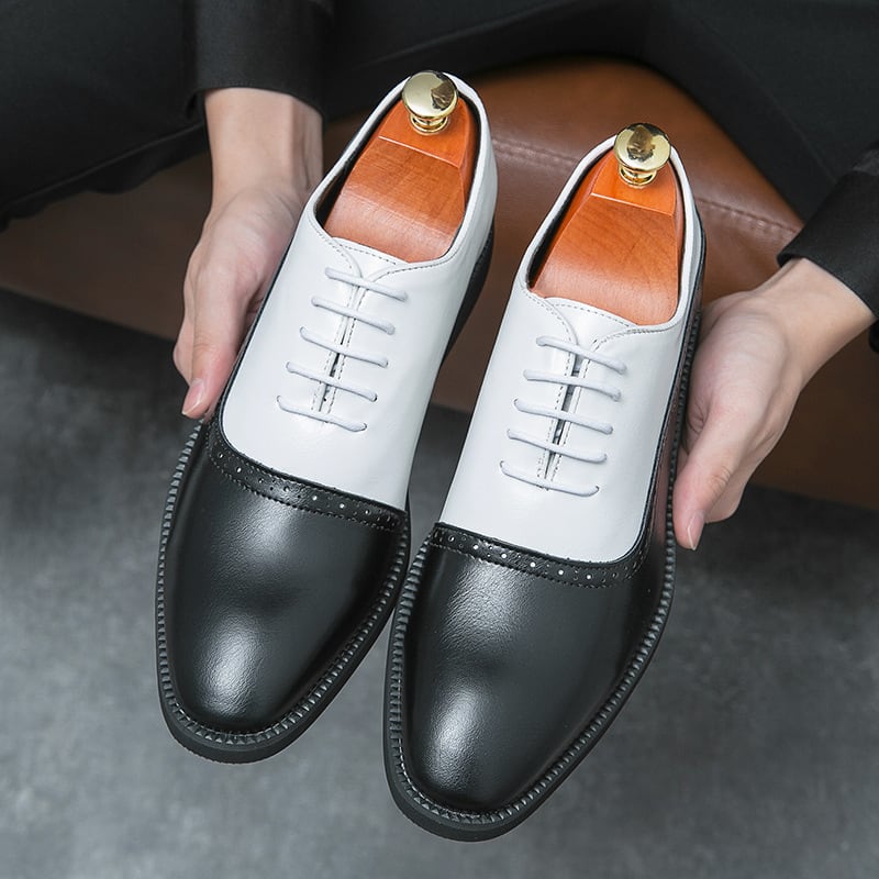 Men's Business Double Color Block Leather Shoes view 7