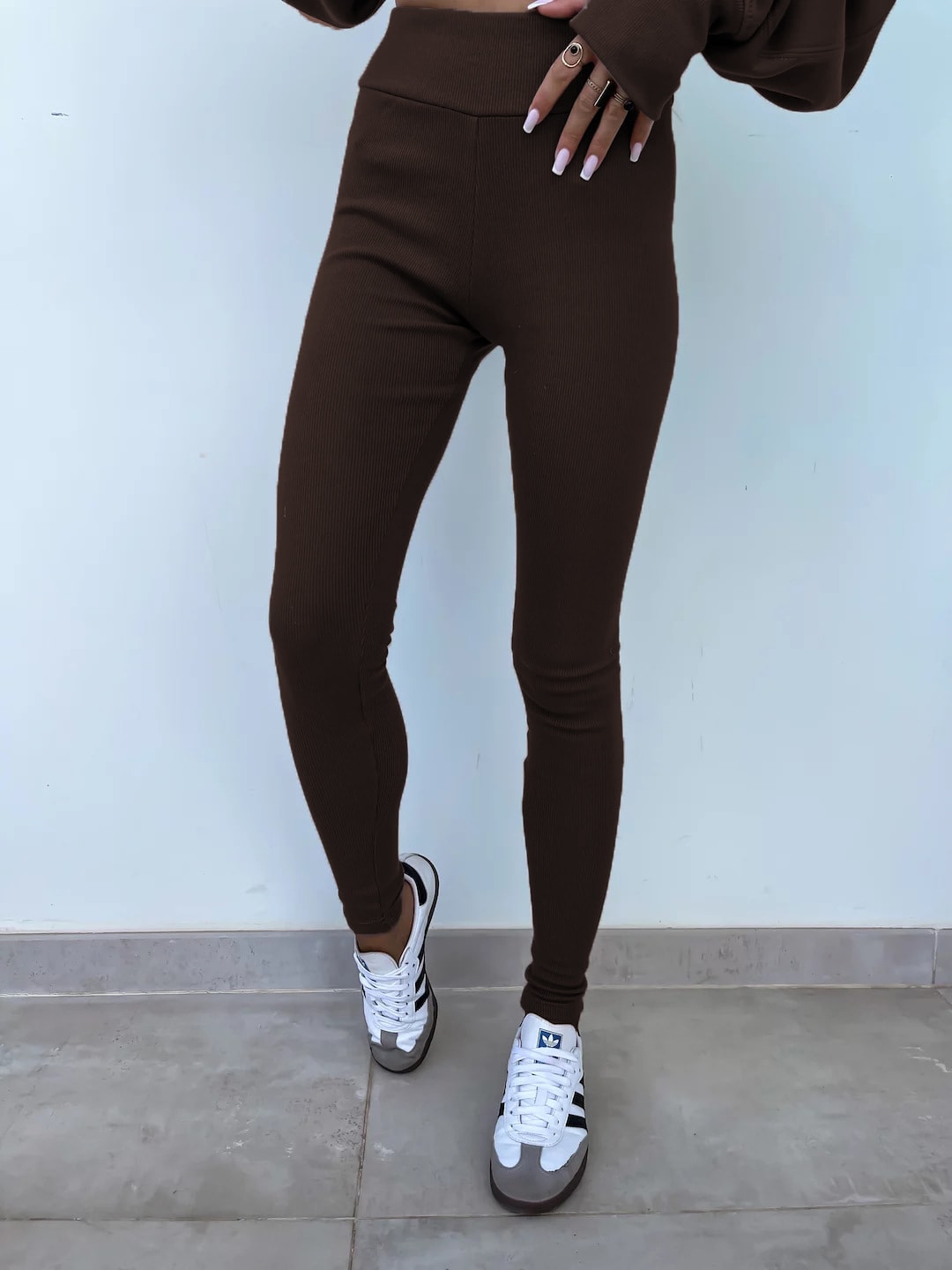 Sweater Suit Women's Casual Loose Long Sleeve Crew Neck Split Top Tight Trousers view 13