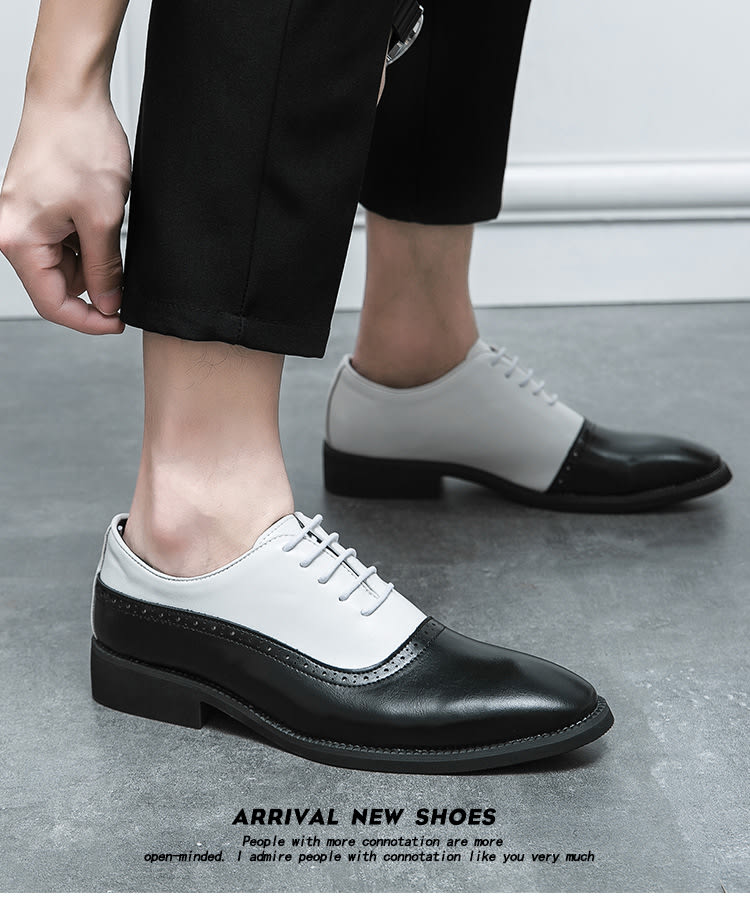 Men's Business Double Color Block Leather Shoes view 19