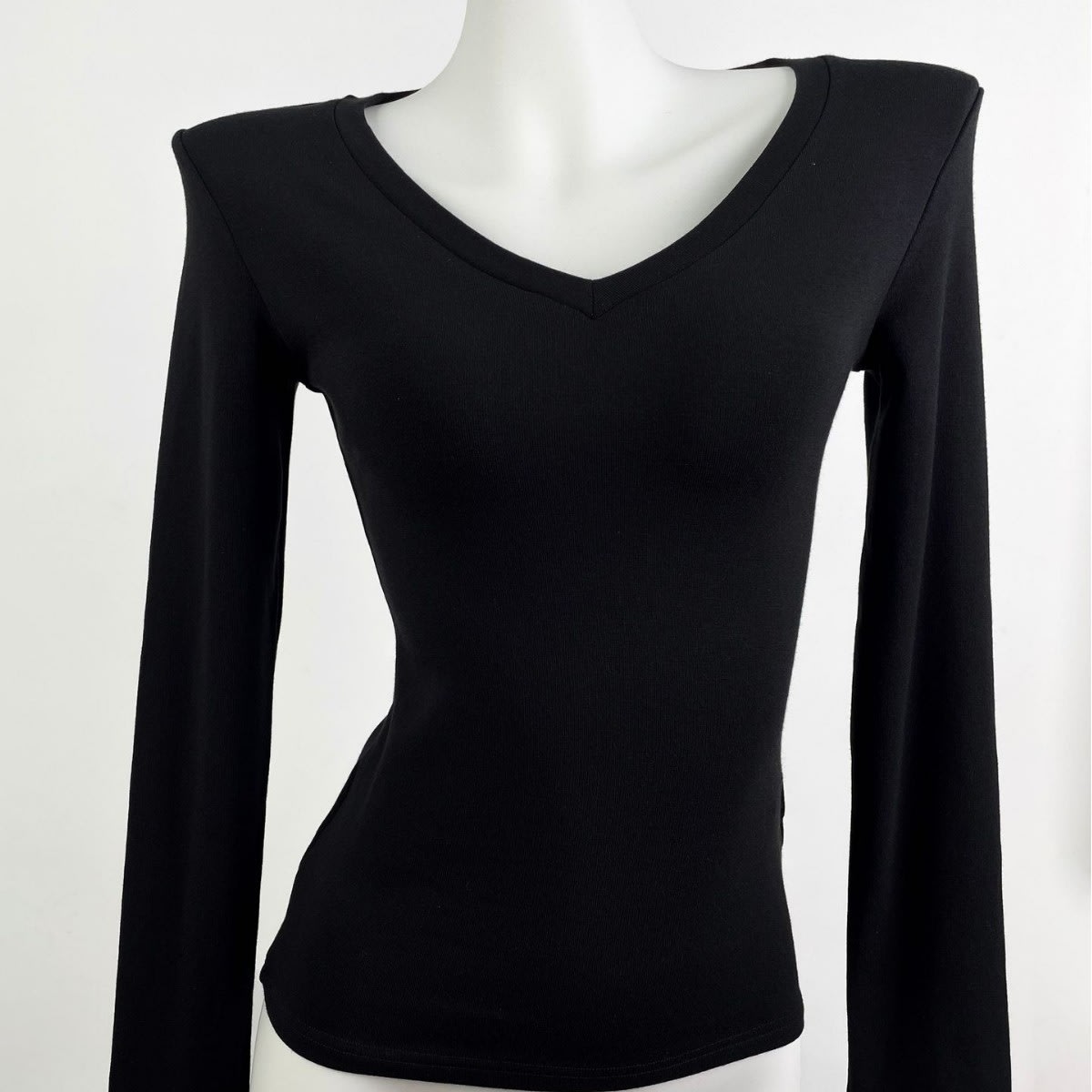 American Hot Girl Delicate V-neck Shoulder Long Sleeve T-shirt view 3