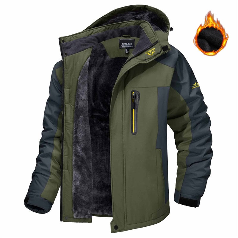 Winter Hooded Jacket Fashion Casual Warm Fleece Coat Windproof Rainproof Parka Windbreaker Men's Top view 3