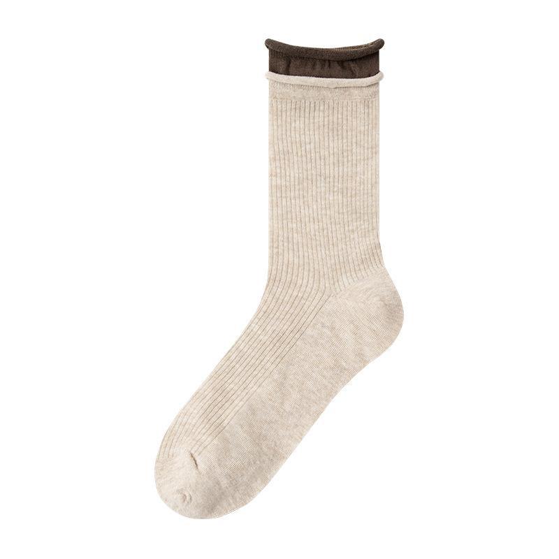 Contrast Color Double Screw Transparent Silk Cool Sunken Stripe Socks view 7