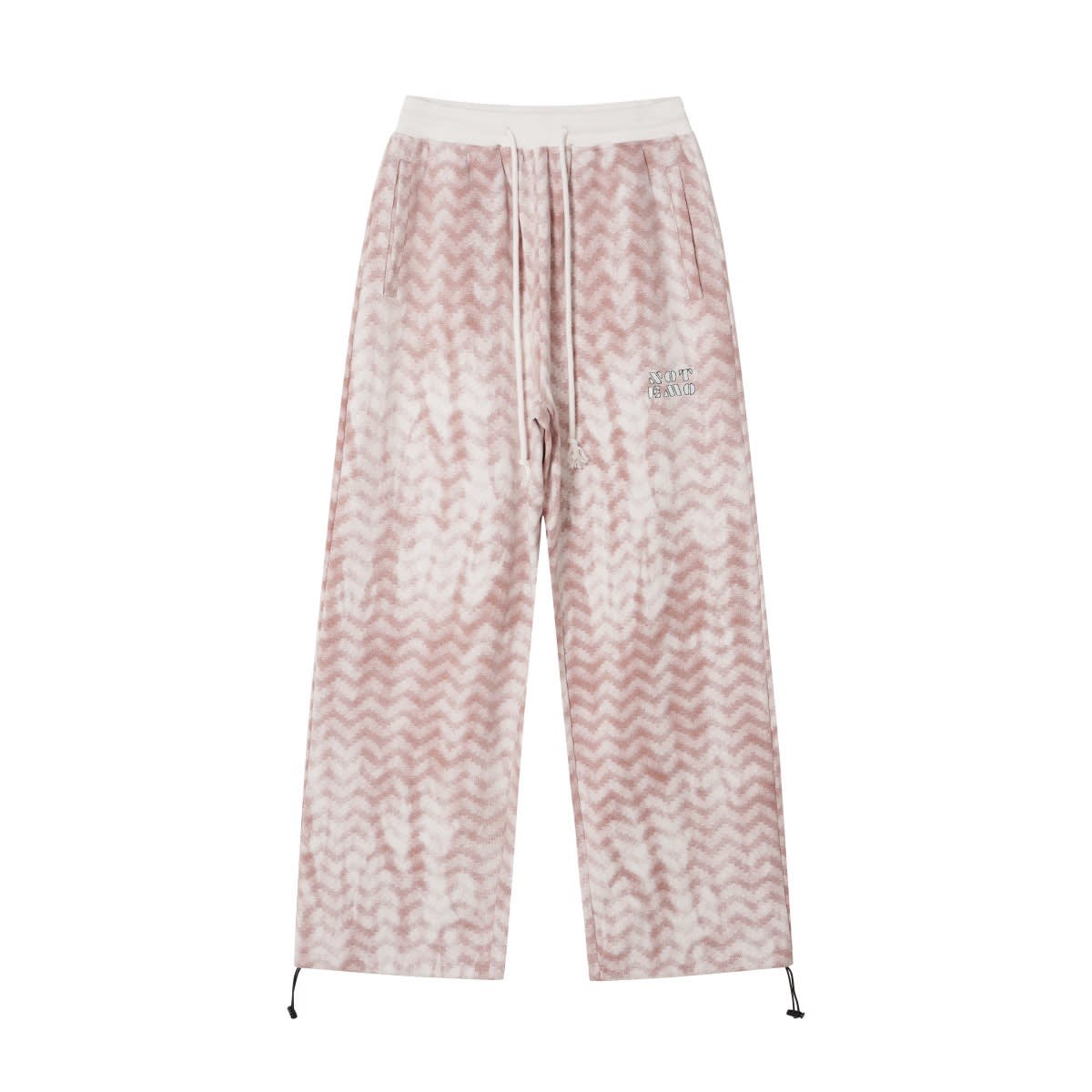 Diamond-shaped Corrugated Plaid Loose Casual Outdoor Contrast Color Drawstring Wide-leg Pants view 3
