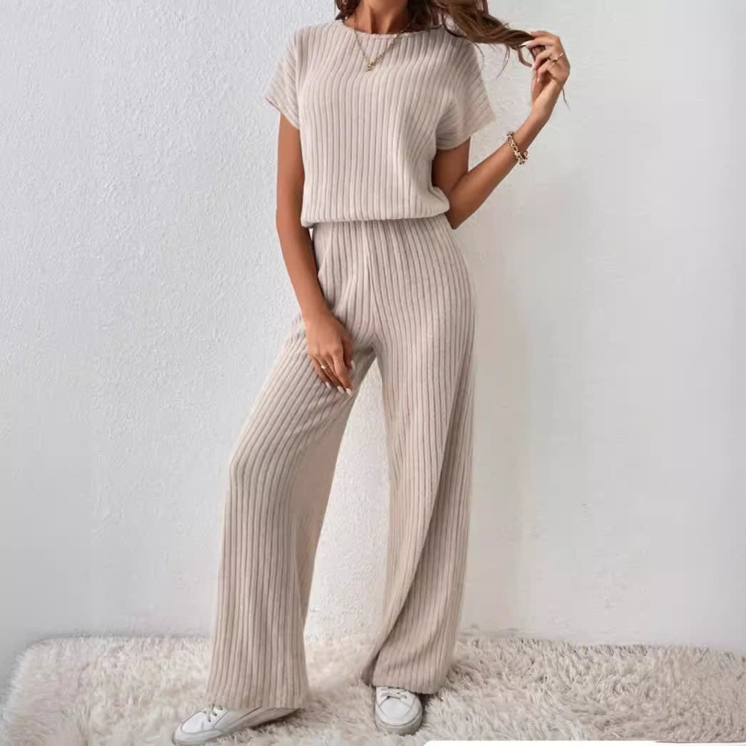 Women's Knitted Loose Wide-leg Pants Two-piece Suit view 6