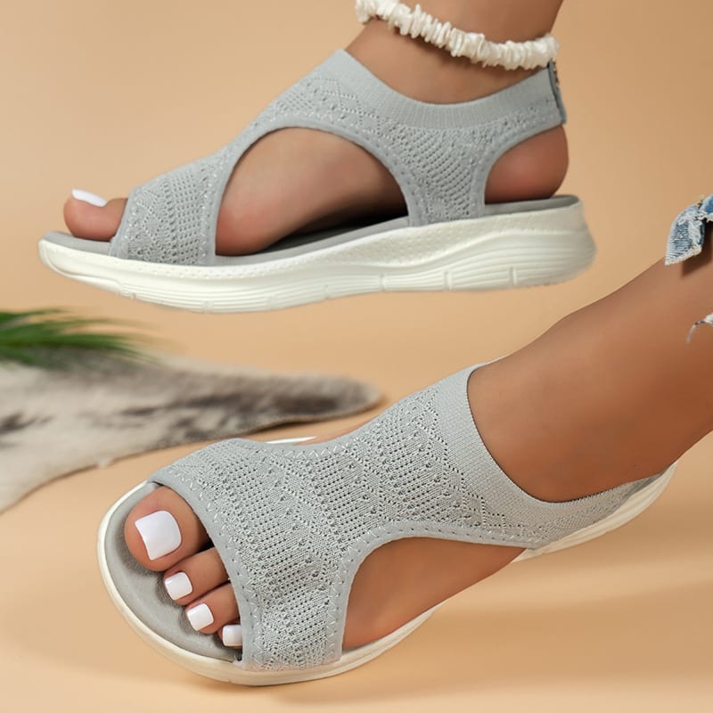 Women's Flyknit Sandals Hollow Peep-toe Roman Shoes view 7