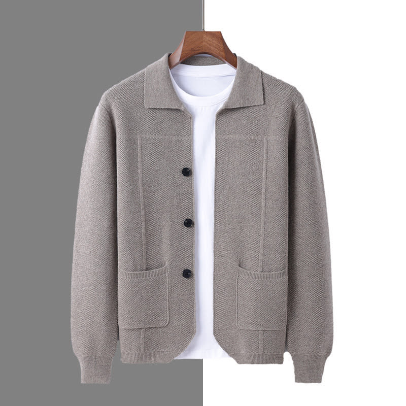 Sweater Men's Lapel Cardigan Pocket view 2