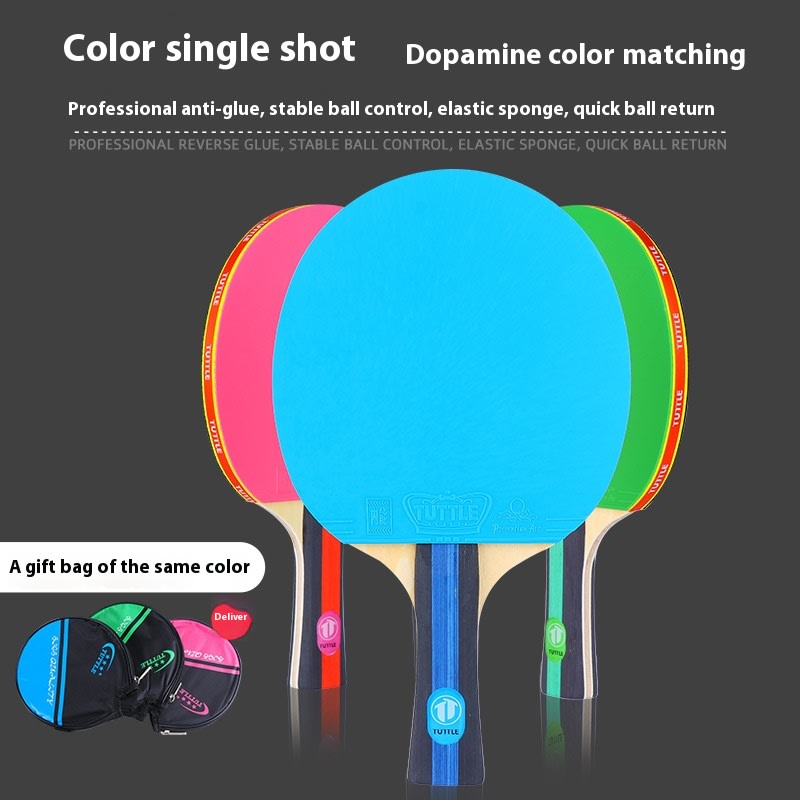 Colorful Pure Wood Single Racket Cover Professional High Elastic Long Handle Horizontal view 6