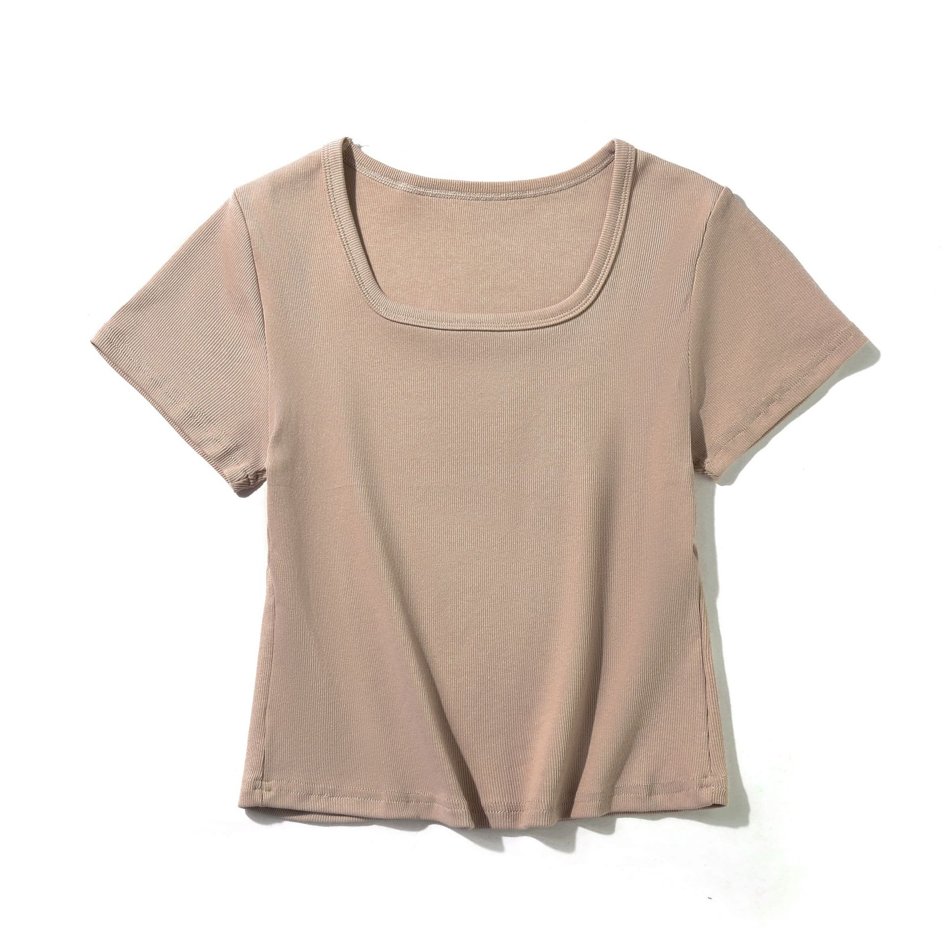 Women's American-style Square Collar Slimming Short-sleeved T-shirt view 2