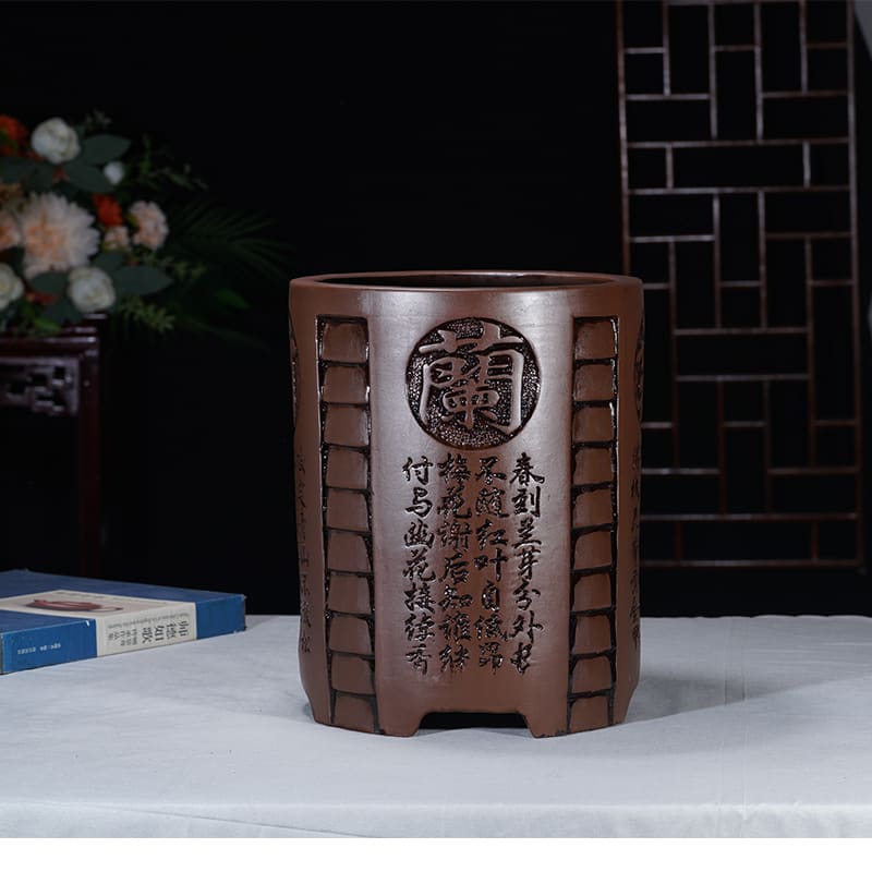 Antique Style Redware Flower Pot Retro Square Hexagonal Bonsai view 25