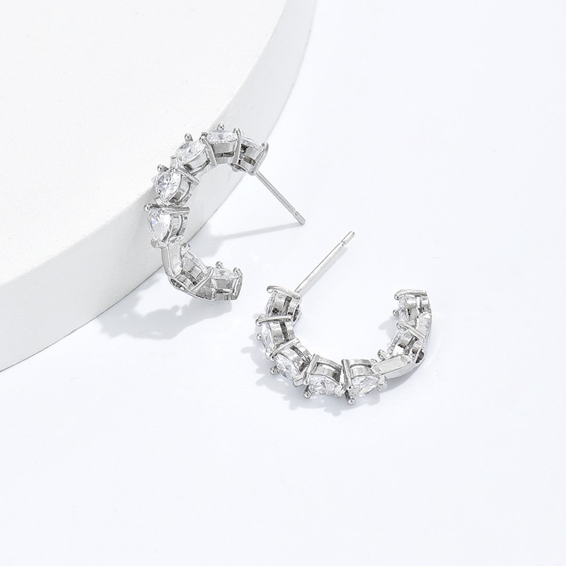 Ornament Simple Rhinestone Ear Clip Design C- Ring Earrings view 3
