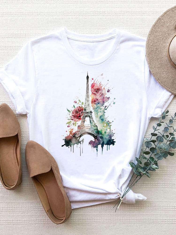Women's Fashion Printing Short Sleeve T-shirt Top view 9