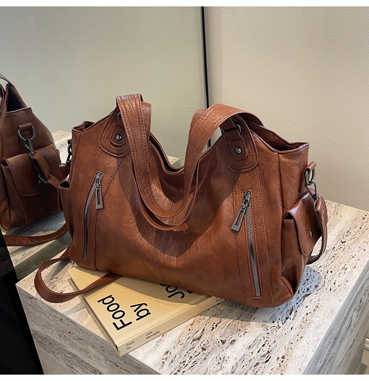 Retro Large Capacity Shoulder Bags Autumn And Winter Zipper Crossbody Bag For Women Handbags view 4