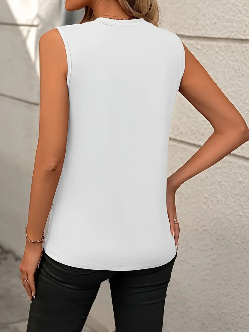 Summer Women's Solid Color Round Neck Sleeveless Loose T-shirt Shirt Vest view 25