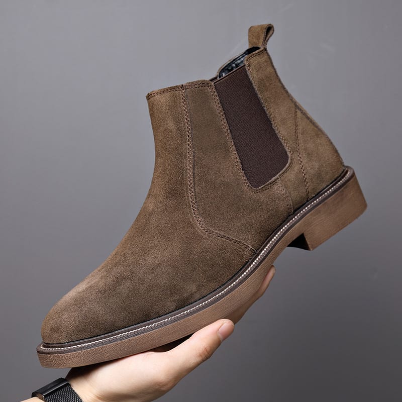 Men's Suede Leather Autumn And Winter New Fleece-lined Pointed Ankle Boots view 7