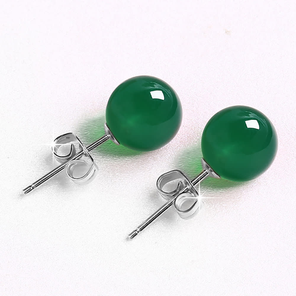 Female Minimalist Pure Silver Red Agate Earrings view 2