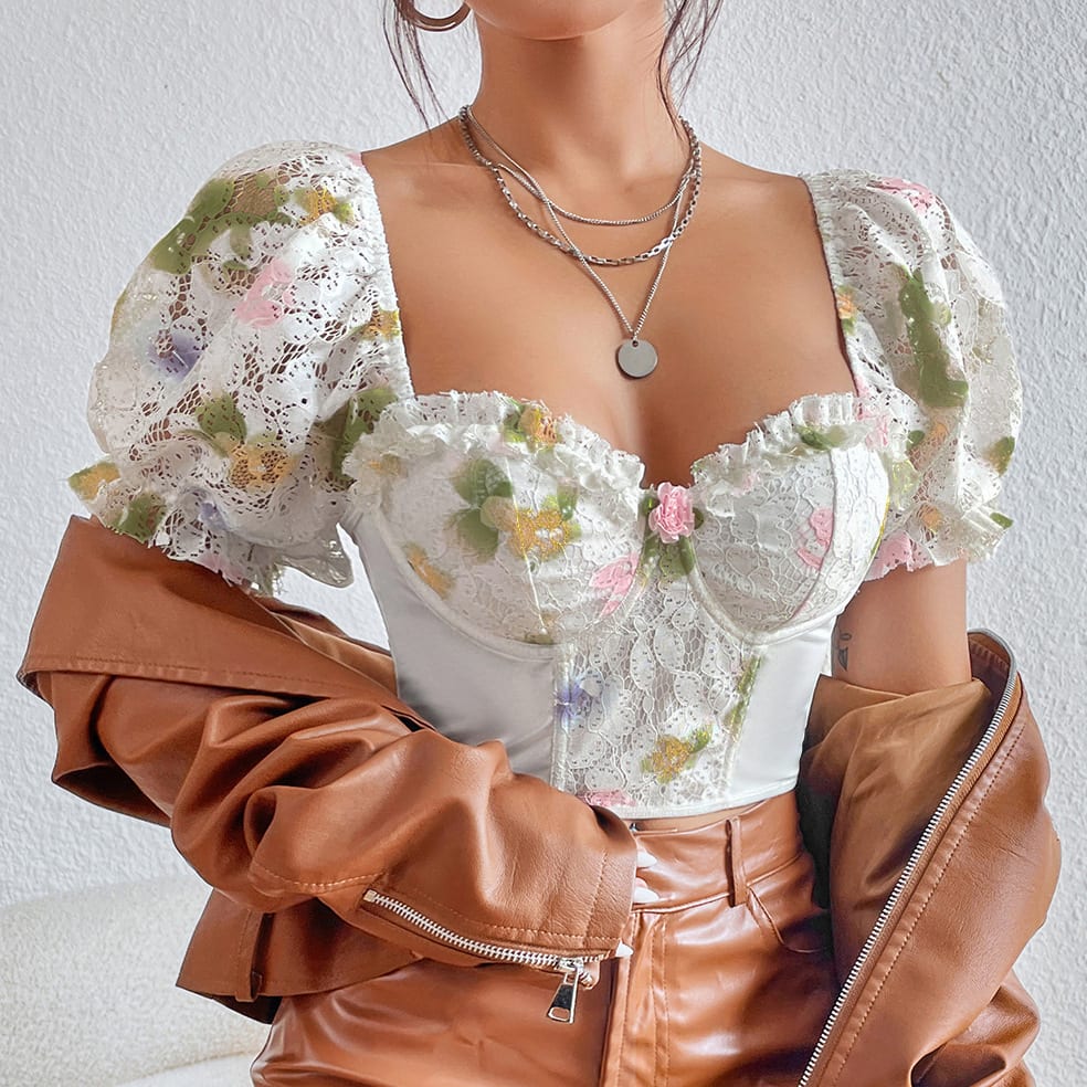 Sexy Street Backless Hot Girl Puff Sleeve T-shirt view 17
