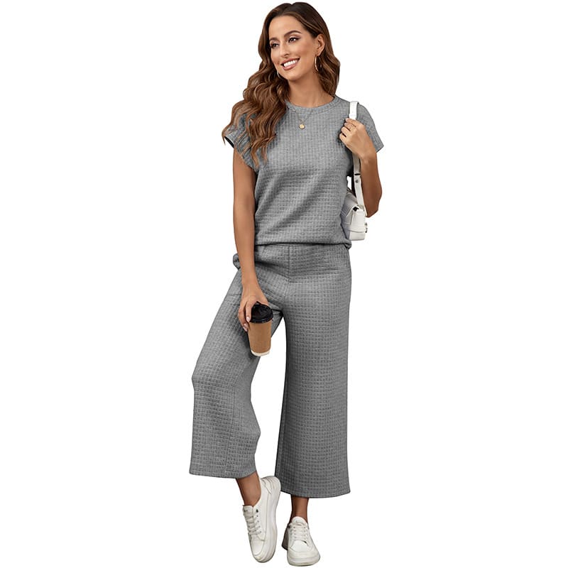 Solid Color Texture Fashion Women's European And American Leisure Two-piece Set view 7