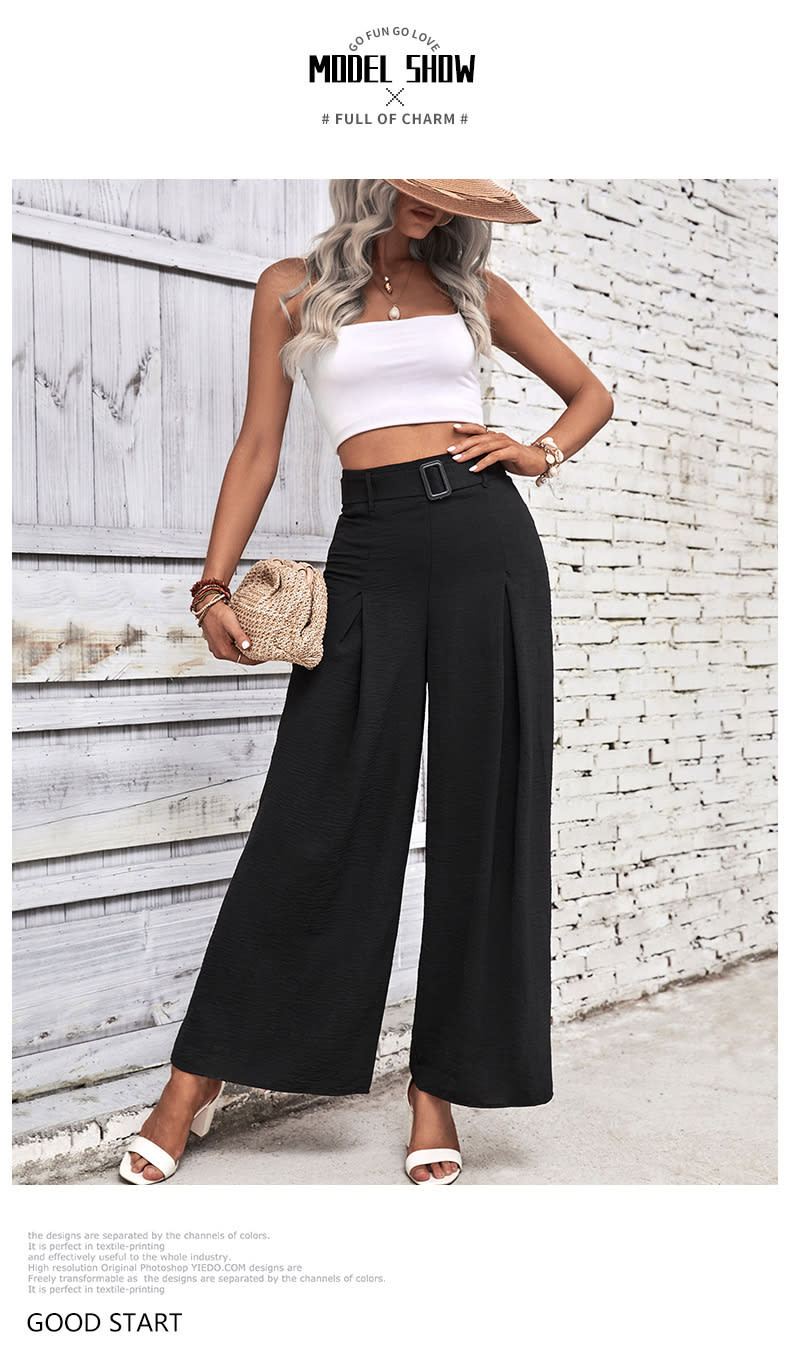 Foreign Trade High Waist Wide Leg Casual Trousers view 5