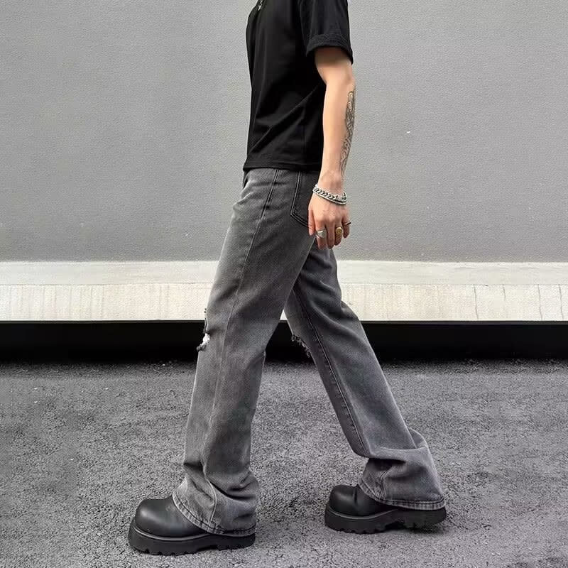 American High Street Smoky Gray Ripped Jeans view 5