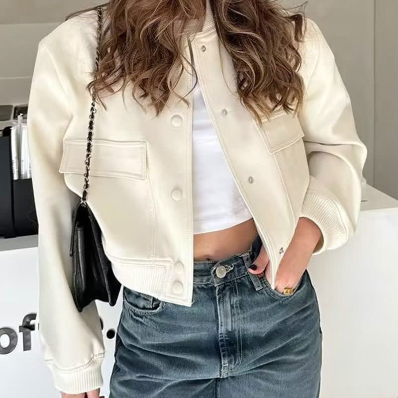 Stand Collar Large Pocket Women's Jacket Coat view 3