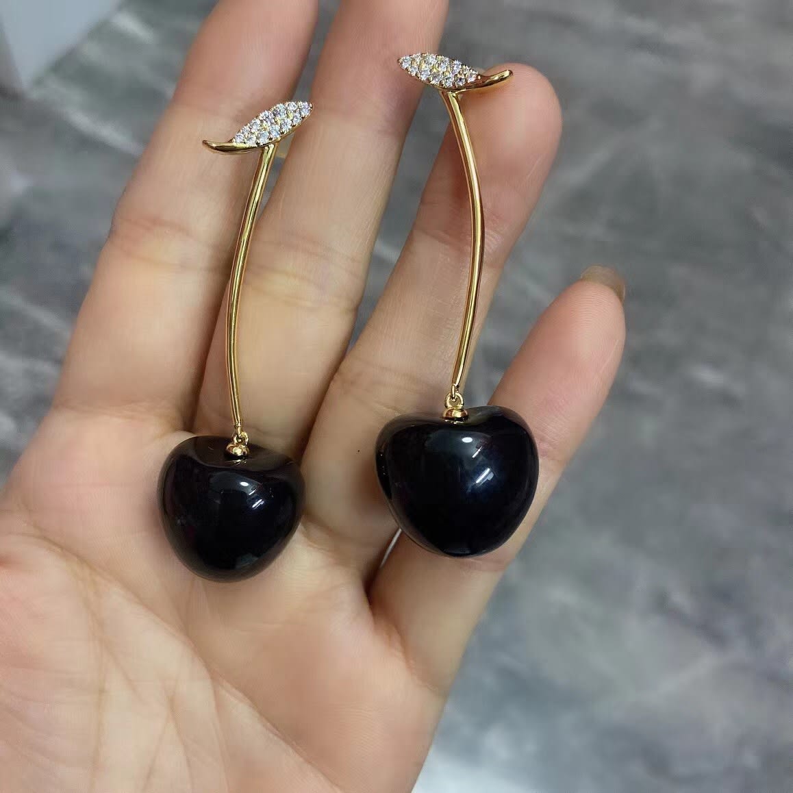 Sweet Black Red Cherry Cherry Earrings view 4