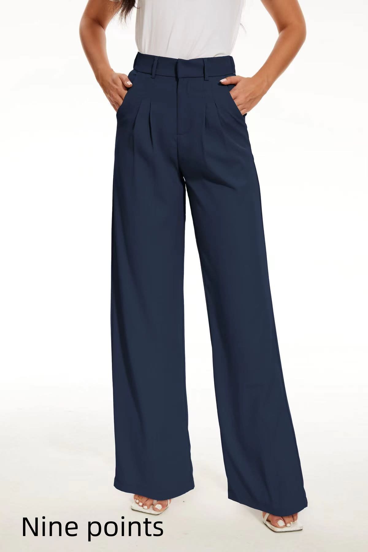 Pocket High Waist Wide Leg Casual Suit Pants view 4