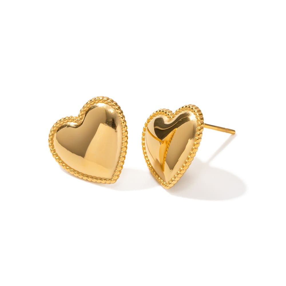 Ruth Heart Gold Earrings view 6