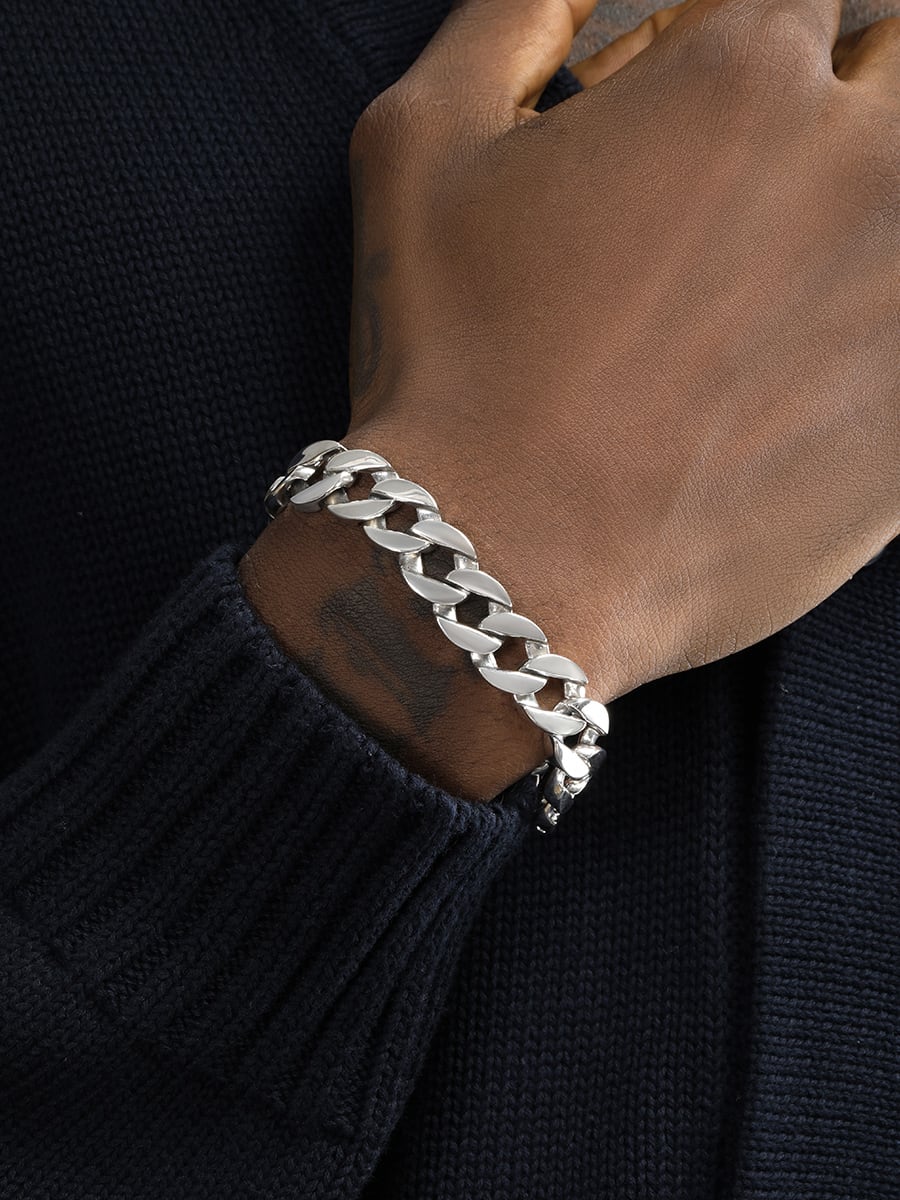 S925 Sterling Silver 13mm Thick Cuban Bracelet view 8