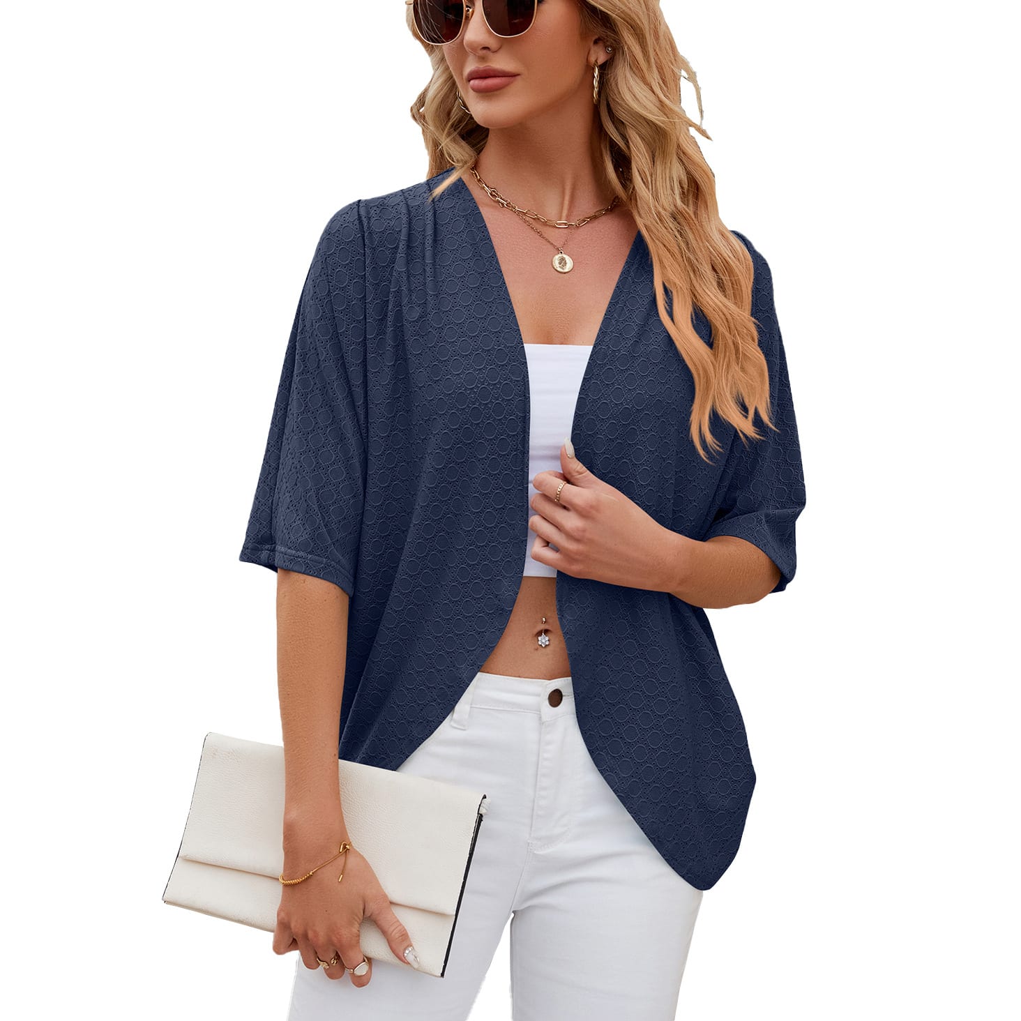 Half Sleeves Cardigan Knitted Cardigan Coat Office Cardigan view 5