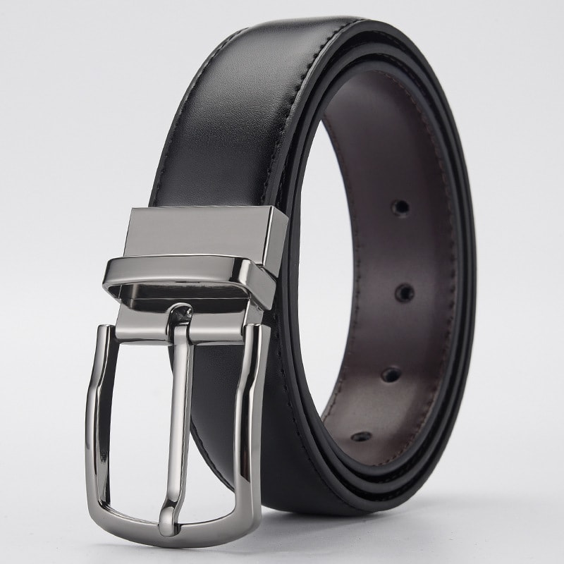 Gentleman Business Style Men's Leather Business Rotation Pin Buckle Belt view 5