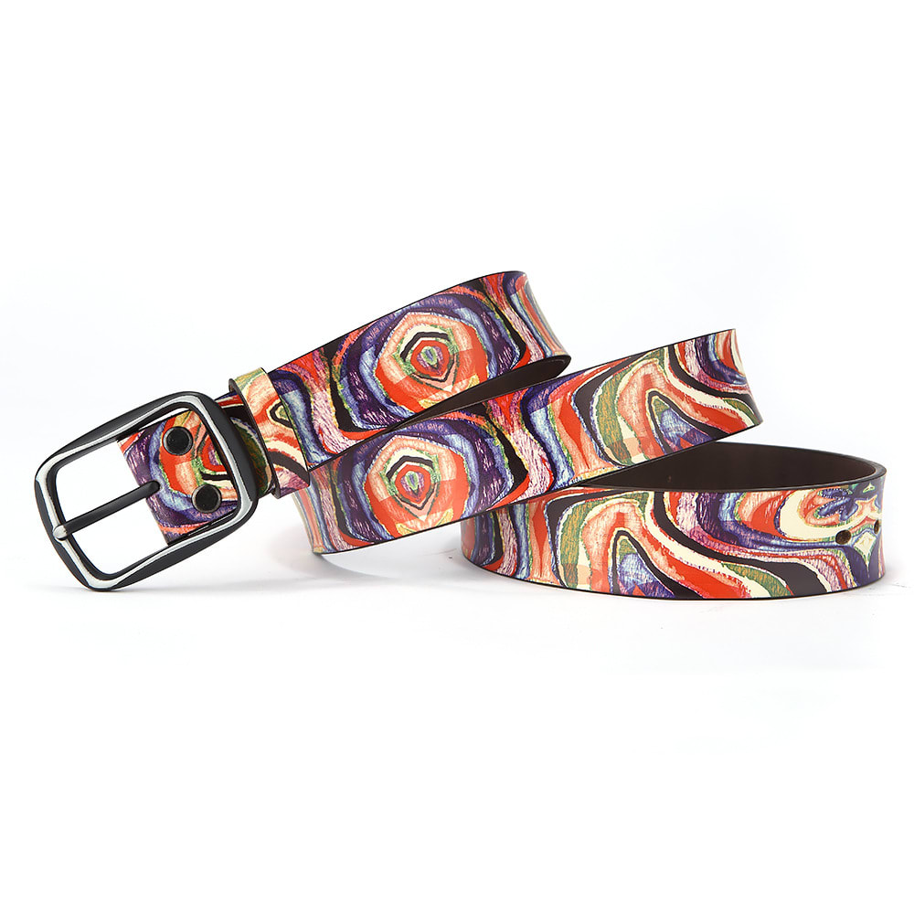 Pure Cowhide Printed Rainbow Graffiti Leather Decorative Belt view 8
