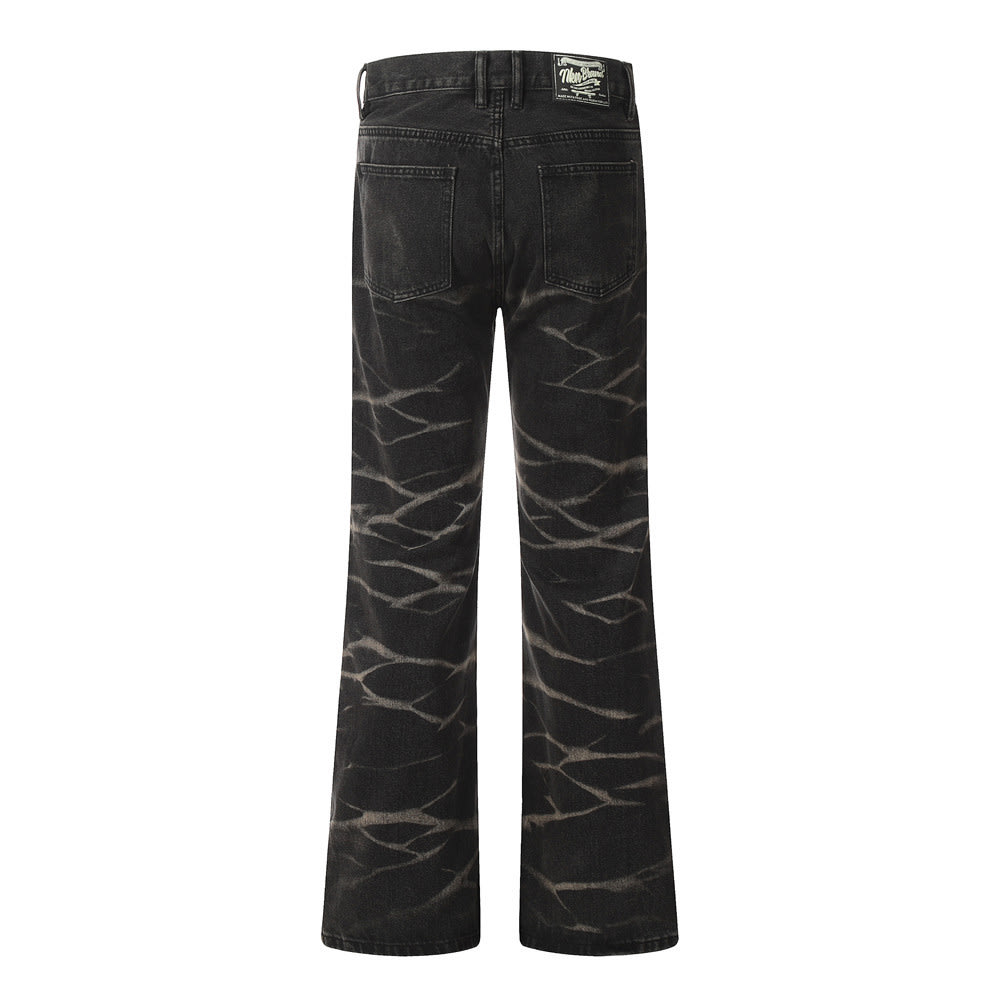 Tie-dyed Water Ripple Denim Trousers For Men view 4