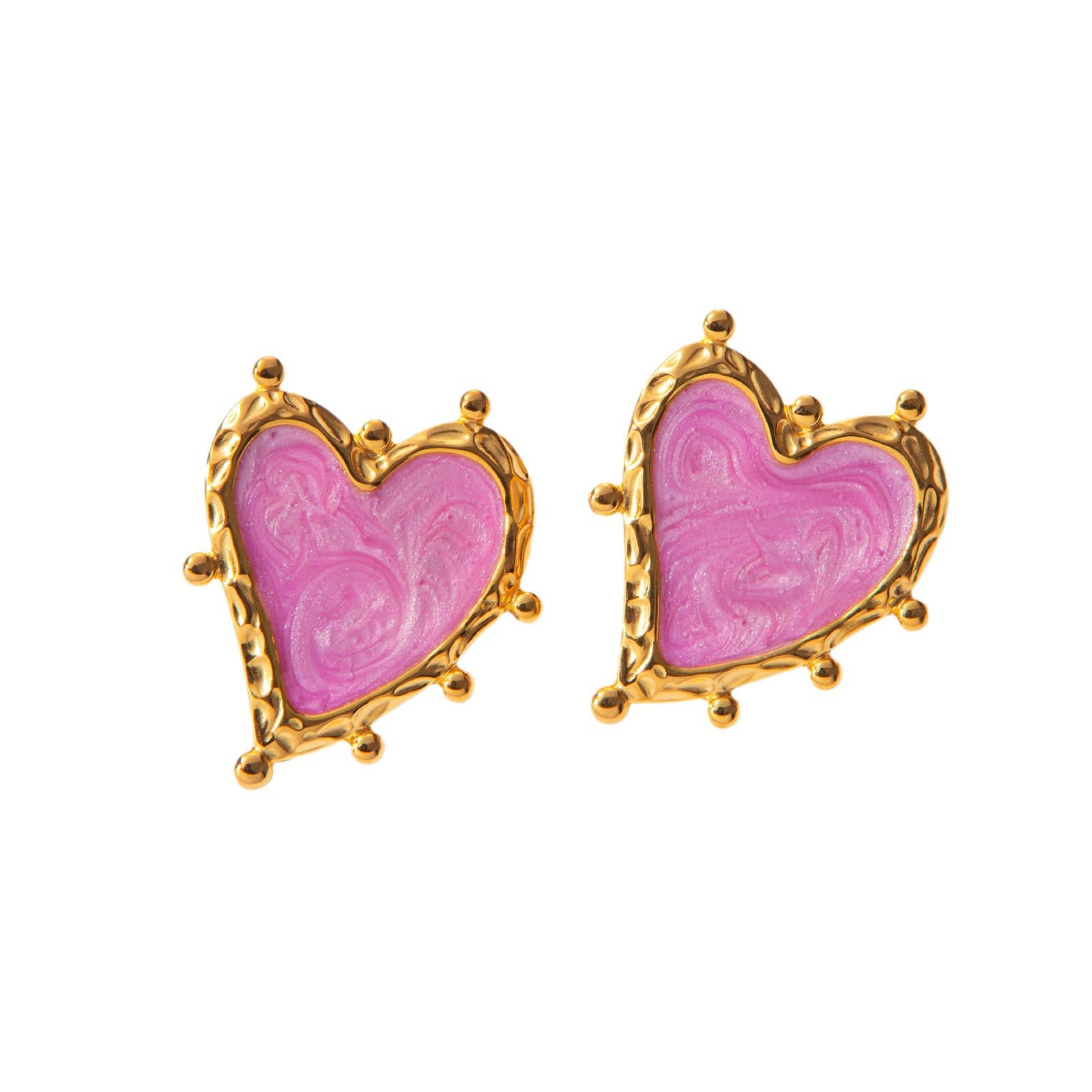 Sweet Magic Purple Love Stainless Steel Retro Fashion Ear Studs Girl Beautiful Love Jewelry Earrings For Women view 1