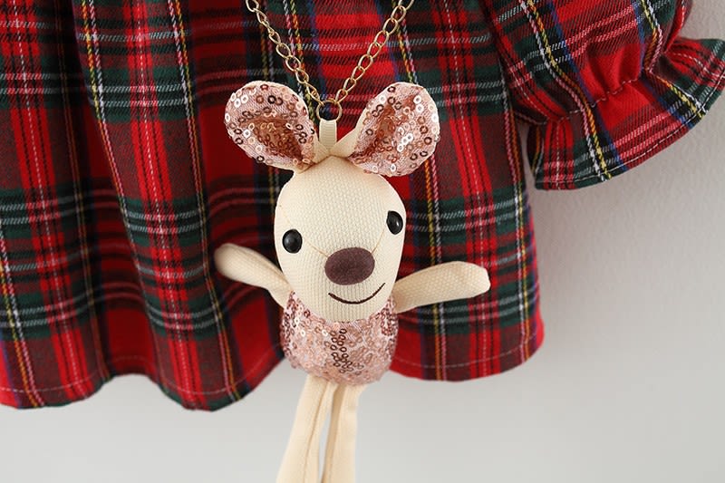 Girls' Long-sleeved Plaid Shirt With Hanging Ornaments view 4