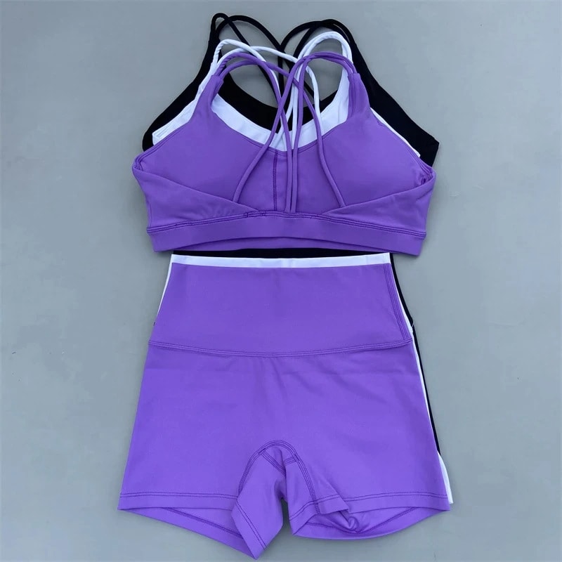 Solid Color Women's Tight Yoga Cycling Shorts Underwear Suit view 17
