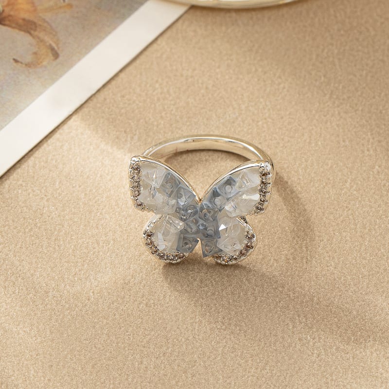 Fashion Jewelry Blue Crystal Butterfly Necklace Female Gradient Crystal view 2