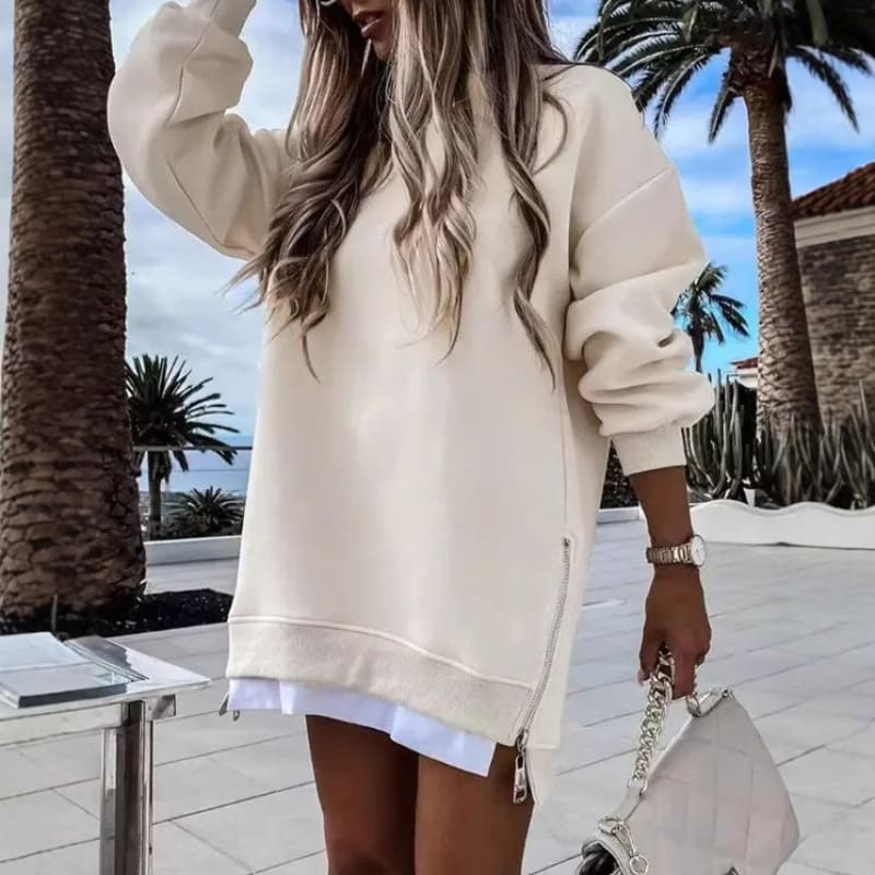 Fall Winter Fashion Stitching Side Zipper Design Pullover Sweater For Women view 7