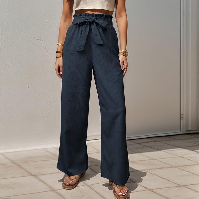 Tied Lotus Leaf Elastic Trousers view 12