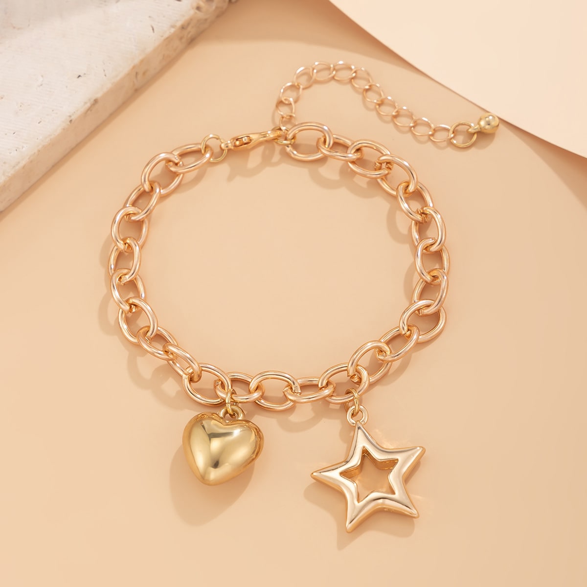 Hollow Pentagram Simple Bracelet Peach Heart Alloy view 7