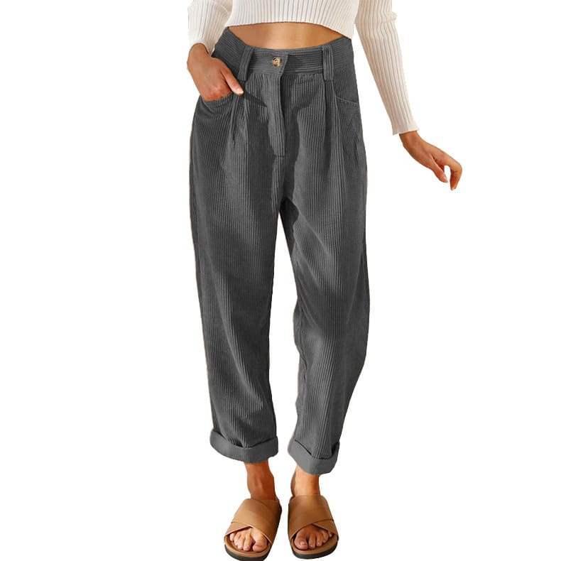 Baggy Corduroy Straight Pants Oversized Spodnie Elegant Trousers New Broek Women Causal Spring Fall High Wasit Pantalones view 7