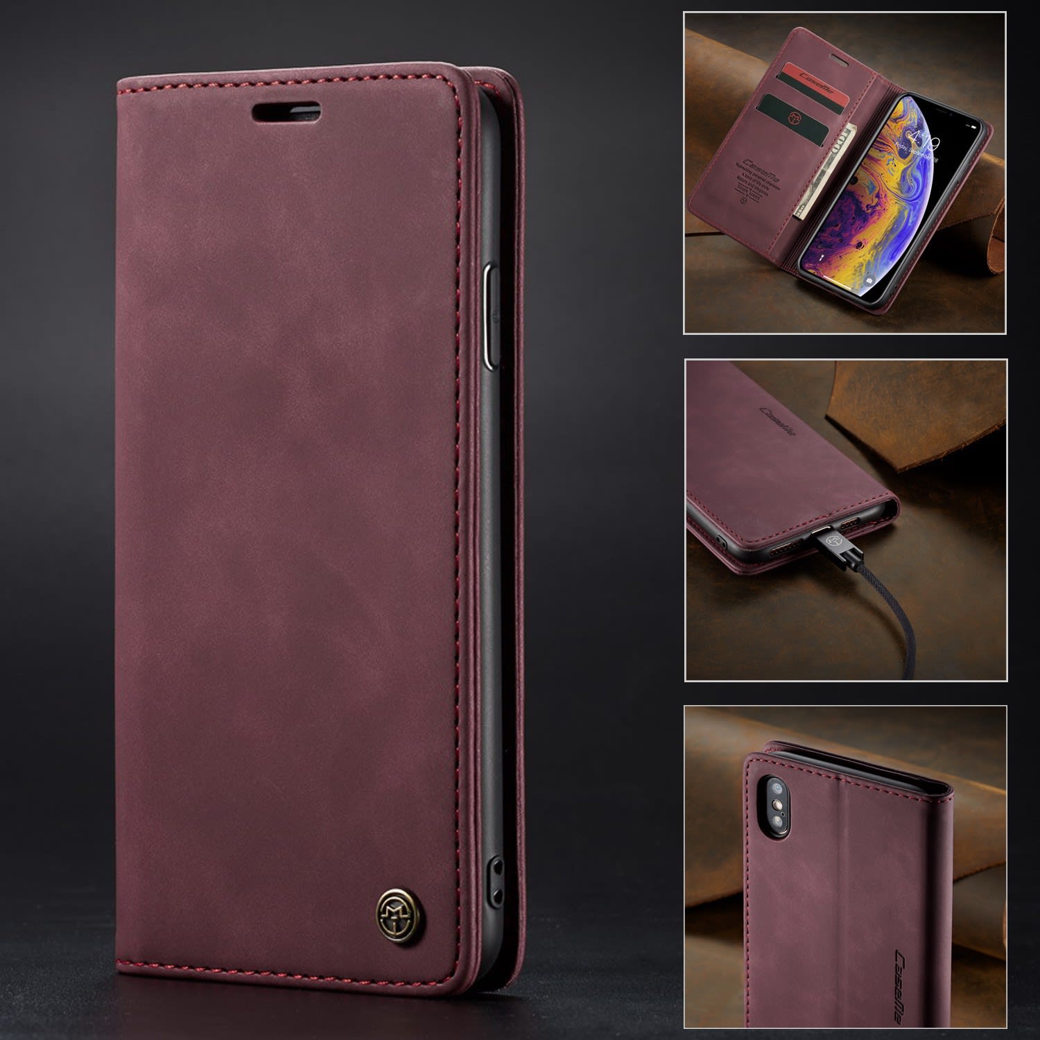 Multifunctional Leather Magnetic Phone Case Card Flip Protective Cover view 5