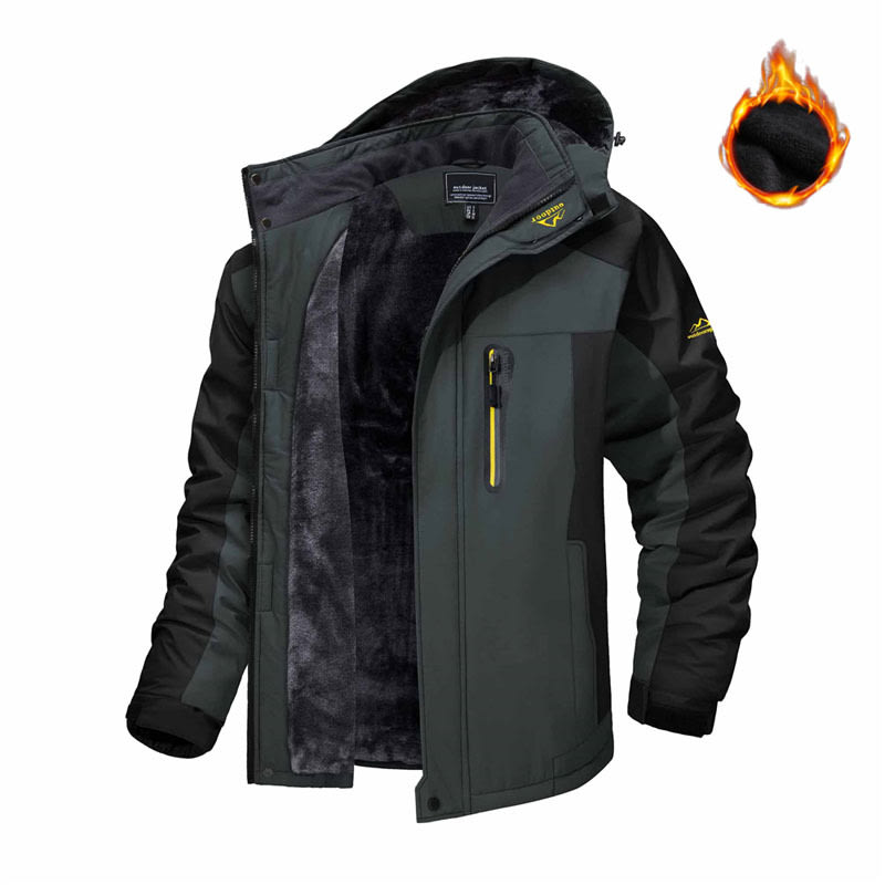 Winter Hooded Jacket Fashion Casual Warm Fleece Coat Windproof Rainproof Parka Windbreaker Men's Top view 8