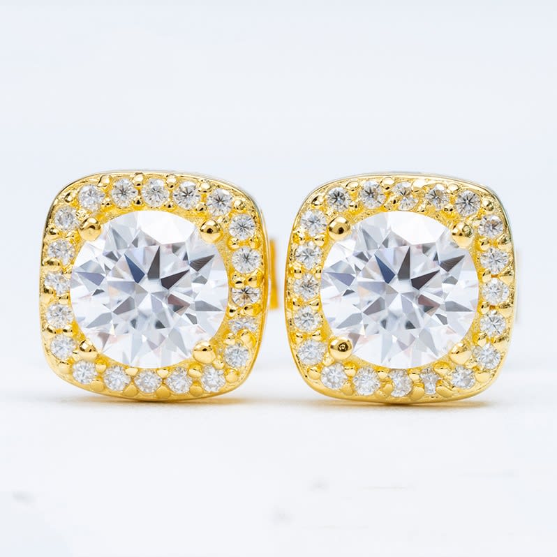S925 Silver Inlaid Round 50mm Moissanite Stud Earrings view 5